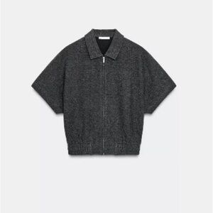 Zara Charcoal Zip-Up Short Sleeve Jacket